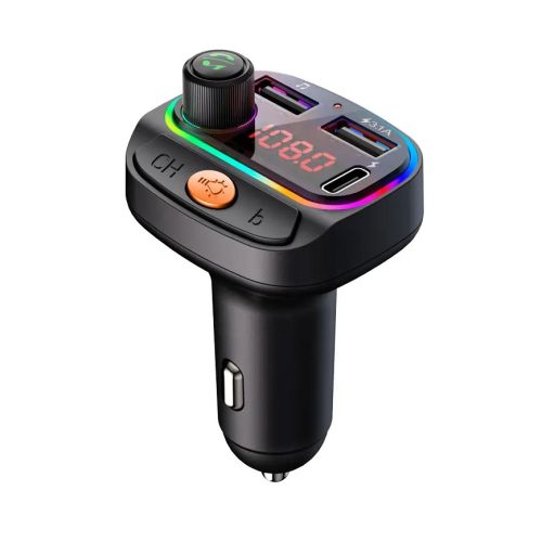 FM transmiter C15 USB, PD, QC 3.0 Bluetooth 5.0, RGB, Slušalice handsfree crni.