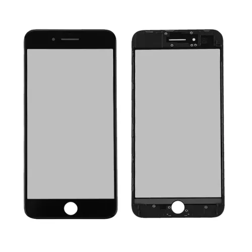 Staklo touchscreen-a + frame + OCA + polarizator za iPhone 8 Plus Crno (Crown Quality).