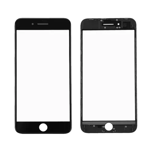 Staklo touchscreen-a + frame + OCA za iPhone 8 Plus Crno (Crown Quality).
