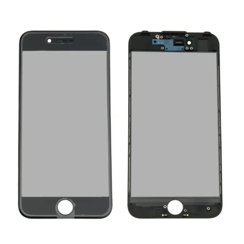 Staklo touchscreen-a + frame + OCA + polarizator za iPhone 7 Crno (Crown Quality).