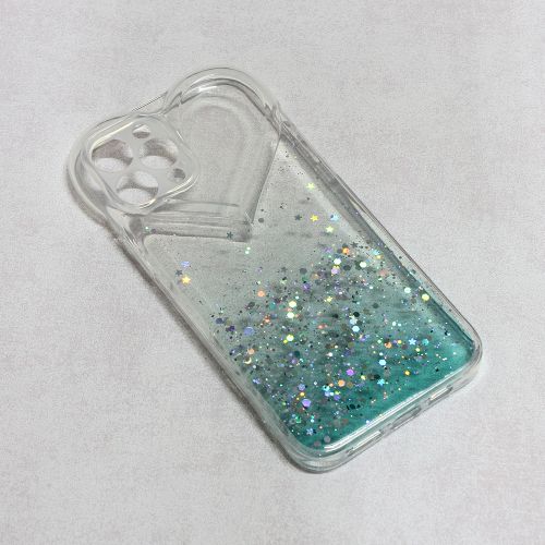 Futrola - maska Heart Glitter za iPhone 13 6.1 mint.