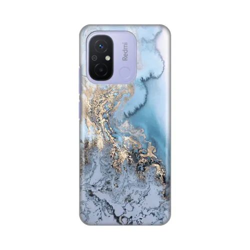 Silikonska futrola - maska print za Xiaomi Redmi 12C Blue Gold Marble.