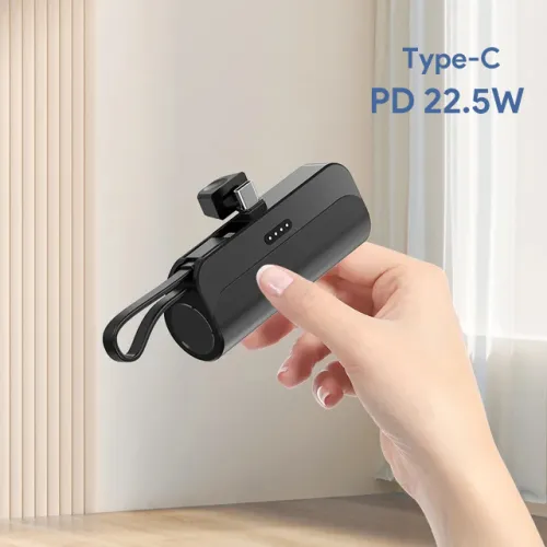 Back up baterija privezak 5000mAh Type C crna.