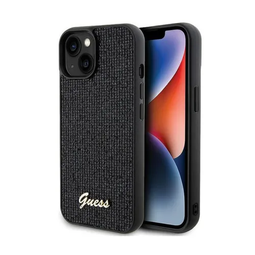 Futrola - maska Guess Hc PU Disco Script Metal za iPhone 15 6.1 (GUHCP15SPMSDGSK).