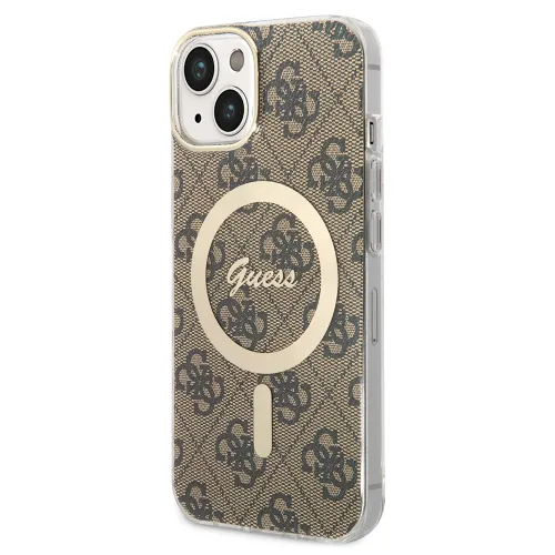 Futrola - maska Guess Hc Magsafe IML 4G Pattern za iPhone 15 6.1 braon (GUHMP15SH4STW).