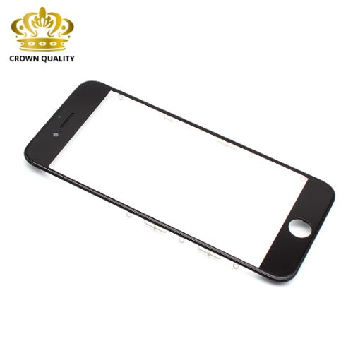 Staklo touchscreen-a za iPhone 7 + frame + OCA stiker (Crown Quality) black (MS).