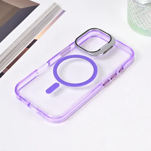Futrola - maska Magsafe Transparent za iPhone 16 6.1 ljubicasta.