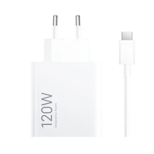 Kucni punjac Xiaomi HyperCharge 120W sa USB na Type C kablom beli EU.