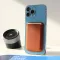 Futrola - maska Leather Magsafe Pocket za iPhone 13 braon.