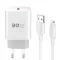 Kucni punjac KONFULON C87c, 30W, sa Type C na iPhone lightning kablom beli.