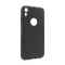 Silikonska futrola - maska Skin za iPhone XR mat crna (sa otvorom za logo).