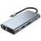 Adapter Type C na LAN Gb, SD card, TF, Type C, 3xUSB 3.0, Audio, HDMI i VGA 10 u 1 20cm kabl.