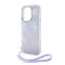 Futrola - maska Guess Hc PC TPU Iridescent Glitter Pattern Peony Cordstrap za iPhone 15 6.1 ljubicasta (GUHCP15SHPELISU).